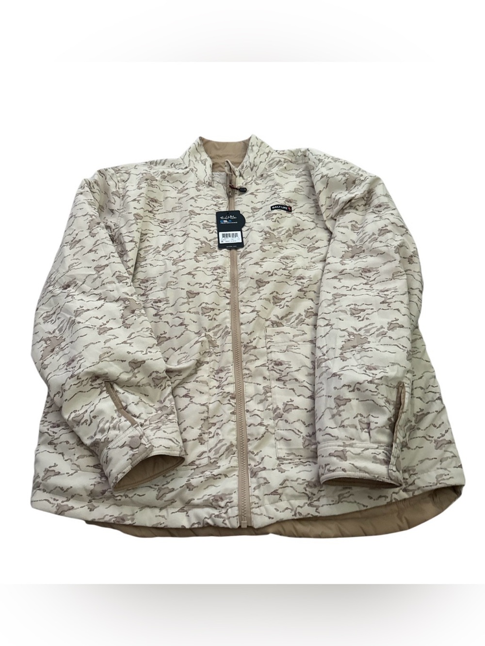 NWT Saltlife Tan Camo Windproof Water Resistant Jacket Mens XL Reversible